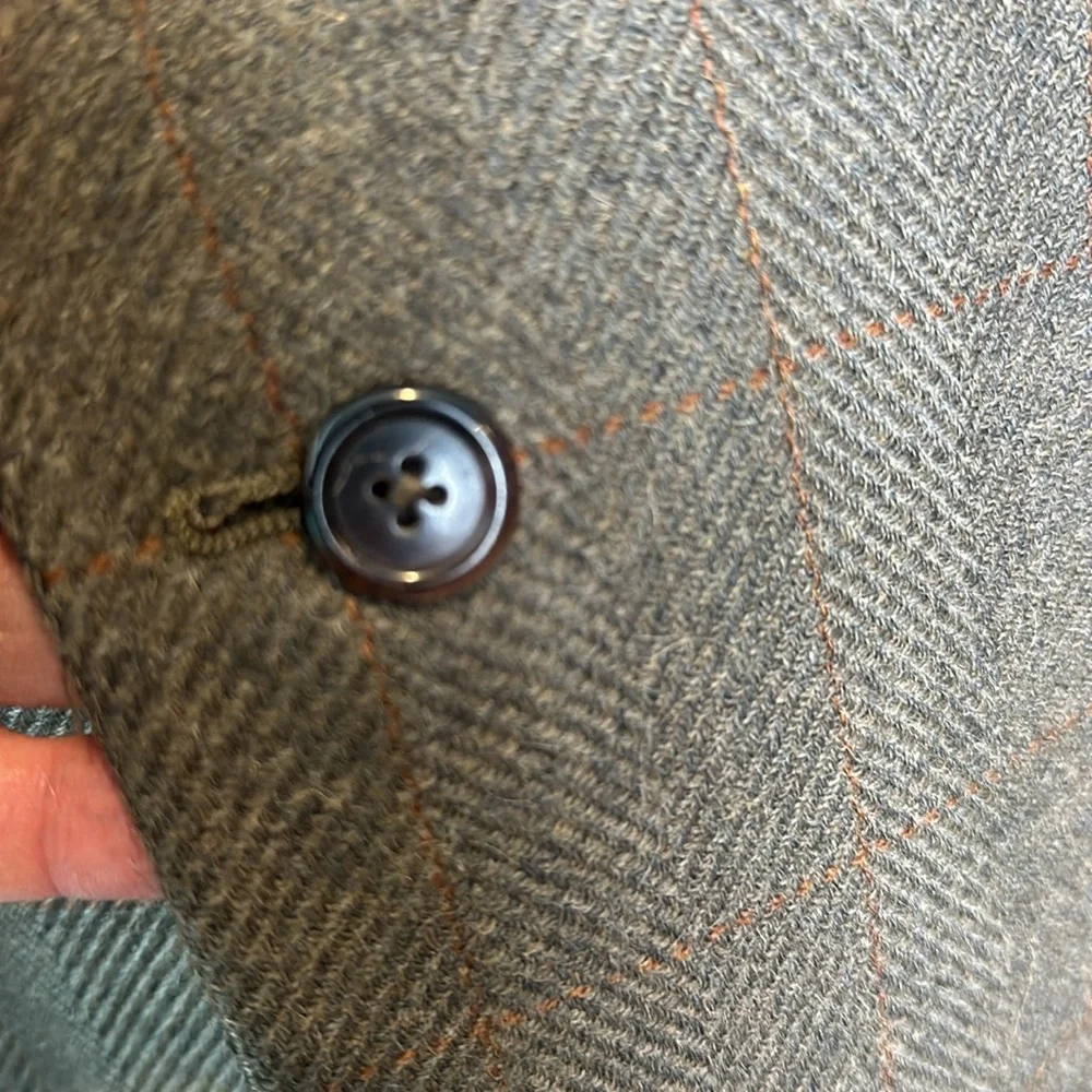 Vintage Southwick Neiman Marcus Green rust plaid Wool Jacket blazers 43 R